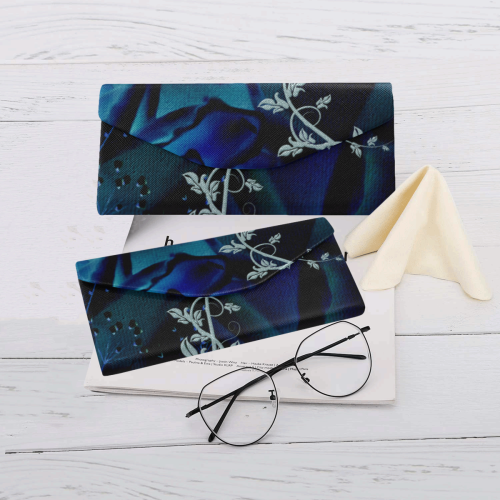 Floral design, blue colors Custom Foldable Glasses Case