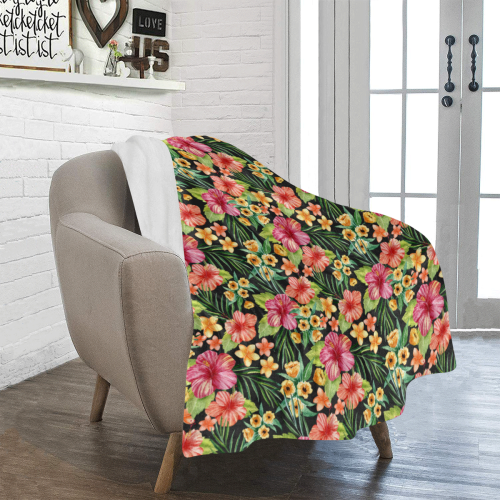 Tropical Flowers Ultra-Soft Micro Fleece Blanket 40"x50"