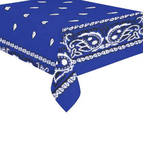 KERCHIEF PATTERN BLUE Cotton Linen Tablecloth 60" x 90"