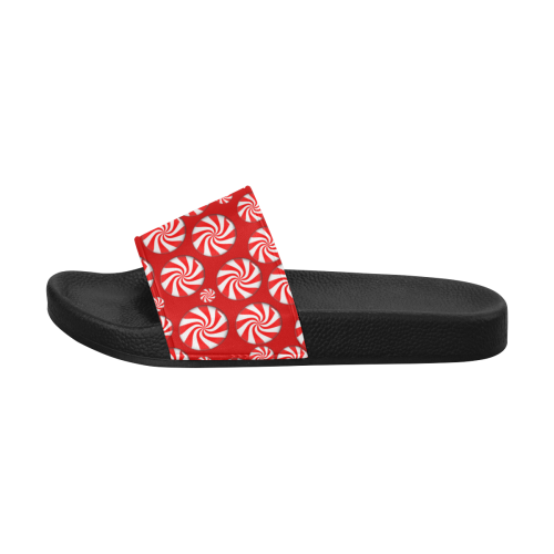 Christmas Peppermint Candy on Red Men's Slide Sandals/Large Size (Model 057)