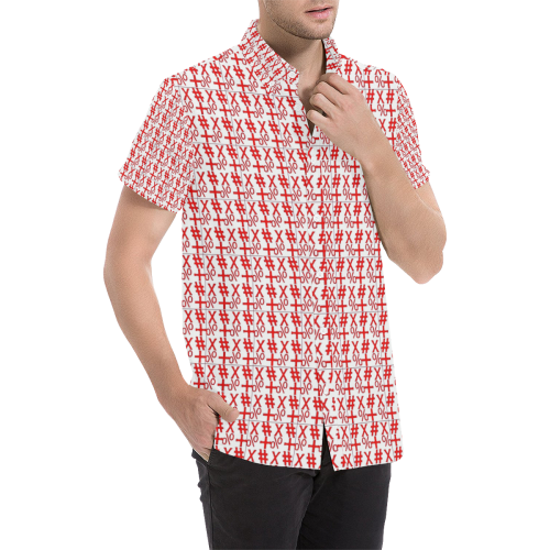 NUMBERS Collection Symbols (Pattern) Red/White Men's All Over Print Short Sleeve Shirt (Model T53)