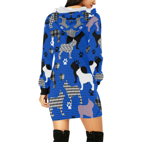 Frenchie All Over Print Hoodie Mini Dress (Model H27)