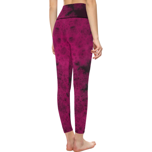 Purple Snowvember Night Fractal Abstract Women's All Over Print High-Waisted Leggings (Model L36)