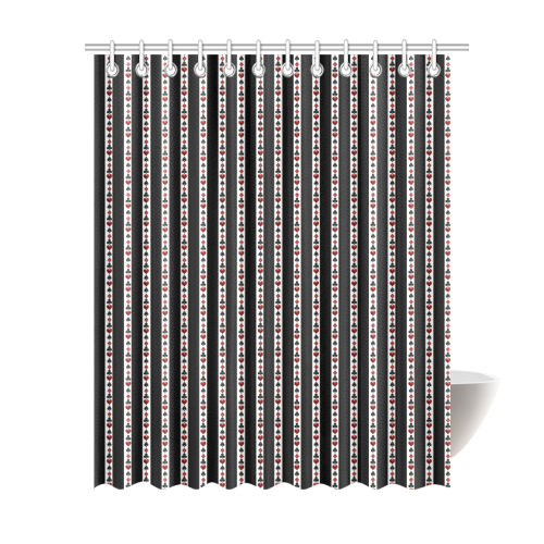 Las Vegas Playing Card Symbols Stripes Shower Curtain 69"x84"