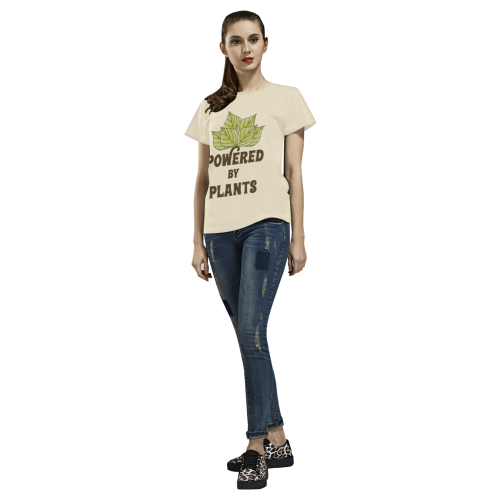 Powered by Plants (vegan) All Over Print T-shirt for Women/Large Size (USA Size) (Model T40)