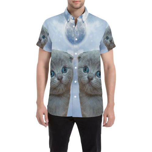 Lonely Little Kitty Men's All Over Print Short Sleeve Shirt (Model T53)
