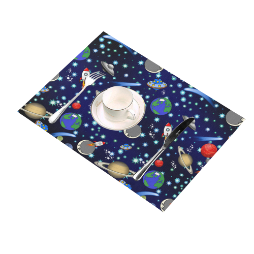 Galaxy Universe - Planets,Stars,Comets,Rockets Placemat 14’’ x 19’’ (Set of 2)