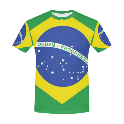 Brazil Flag Bright AOP T-Shirt For Men USA Size Model T40-649 All Over Print T-Shirt for Men (USA Size) (Model T40)