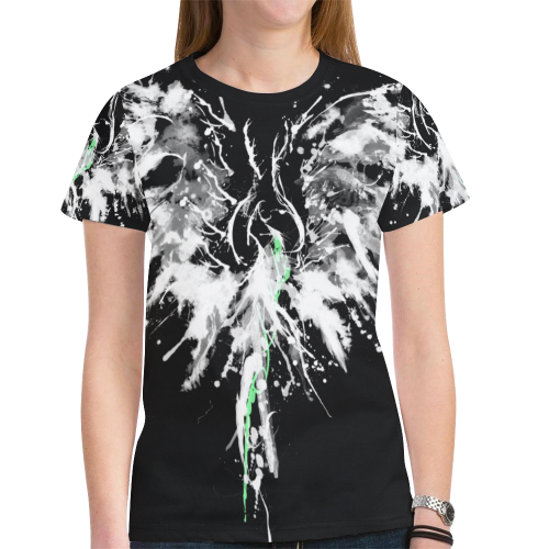 Phoenix - Abstract Painting Bird White 1 New All Over Print T-shirt for Women (Model T45)