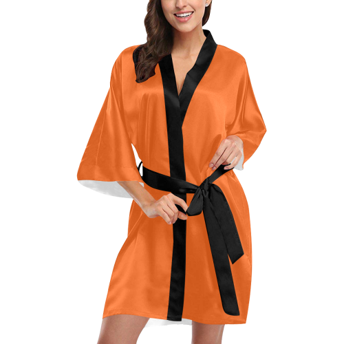 bright orange with black belt Kimono Robe