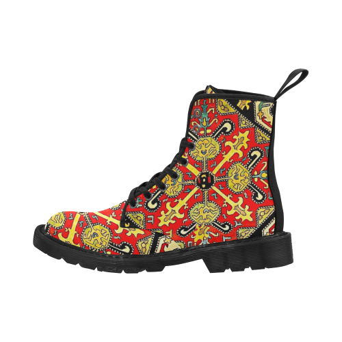 Armenian Folk Art Martin Boots for Women (Black) (Model 1203H)