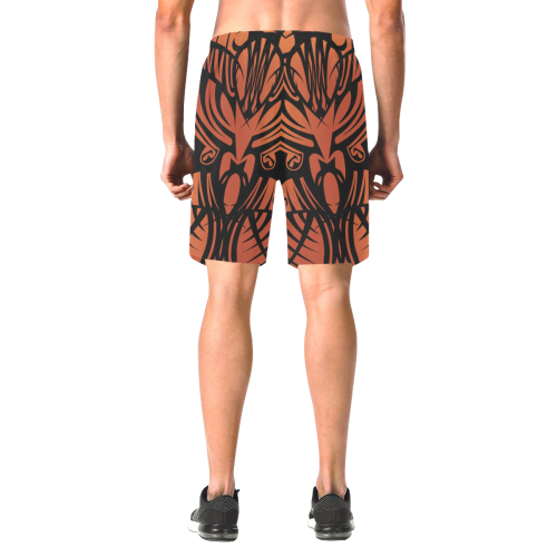 Orange Tribal Shorts Men's All Over Print Elastic Beach Shorts (Model L20)
