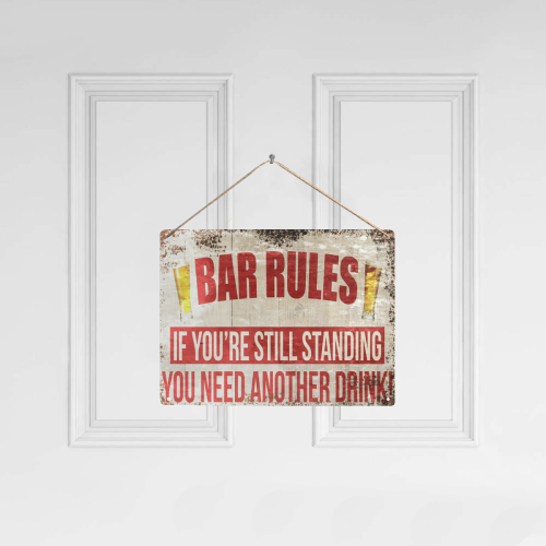 Bar-Rules Metal Tin Sign 16"x12"