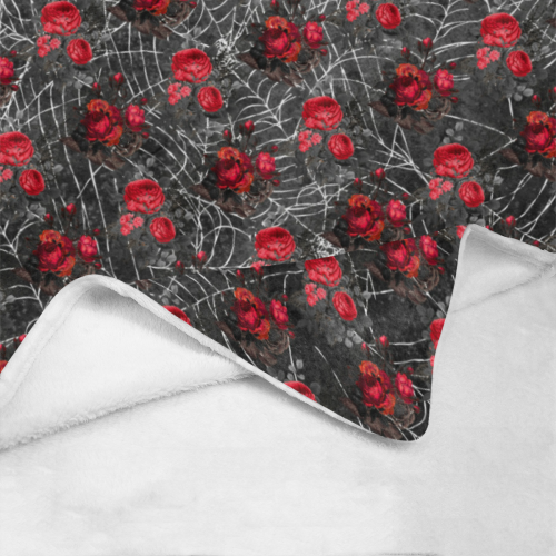 Gothic Roses and Spiderweb Ultra-Soft Micro Fleece Blanket 40"x50"