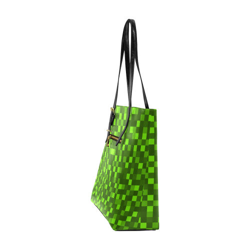 funky funny light and dark green neon color pixel pixels blocks gamer Euramerican Tote Bag/Small (Model 1655)