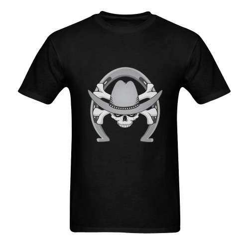 Cowboy Skull with Horseshoe Men's T-Shirt in USA Size (Two Sides Printing)