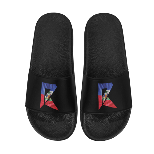 Women's Slide Sandals Haitian Flag (Black) Women's Slide Sandals (Model 057)