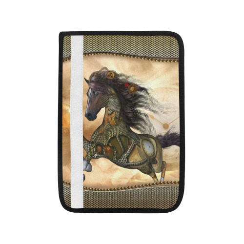 Aweseome steampunk horse, golden Car Seat Belt Cover 7''x10''