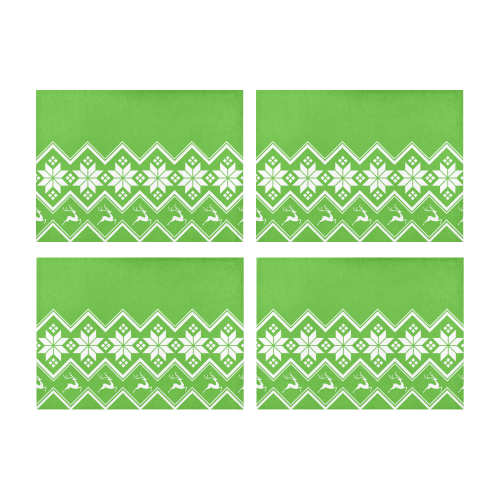 Christmas Reindeer Snowflake Green Placemat 14’’ x 19’’ (Set of 4)