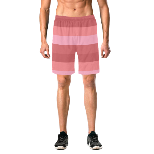 Shades Of Coral Stripes Men's All Over Print Elastic Beach Shorts (Model L20)