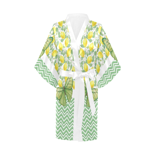 Butterfly And Lemons Kimono Robe