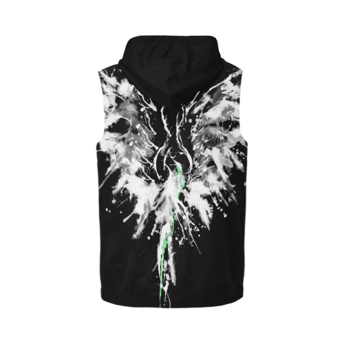 Phoenix - Abstract Painting Bird White 1 All Over Print Sleeveless Zip Up Hoodie for Men (Model H16)