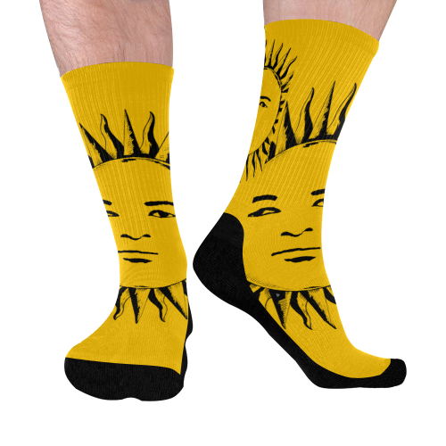GOD Men Mid Socks Yellow & Black Mid-Calf Socks (Black Sole)