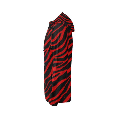Ripped SpaceTime Stripes - Red All Over Print Full Zip Hoodie for Women (Model H14)