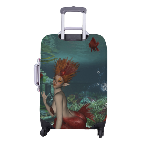 Beautiful mermaid and fantasy fish Luggage Cover/Medium 22"-25"