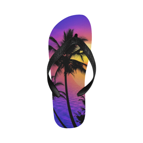 Tropical Sunset Palm Trees Flip Flops for Men/Women (Model 040)