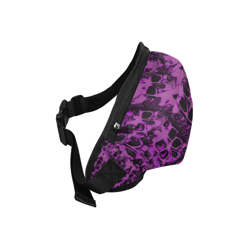 cloudy Skulls black purple by JamColors Fanny Pack/Large (Model 1676)
