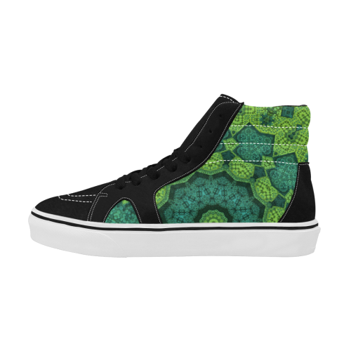 Green Theme Mandala Women's High Top Skateboarding Shoes/Large (Model E001-1)