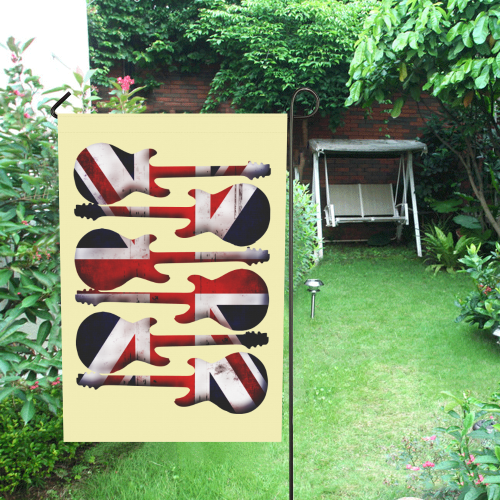 Union Jack British UK Flag Guitars Yellow Garden Flag 12‘’x18‘’（Without Flagpole）