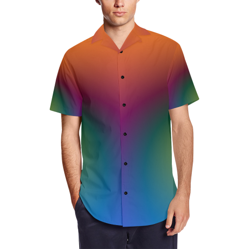 Big Rich Spectrum by Aleta Men's Short Sleeve Shirt with Lapel Collar (Model T54)