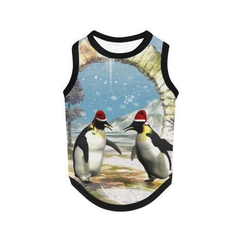 Funny penguins with christmas hat All Over Print Pet Tank Top
