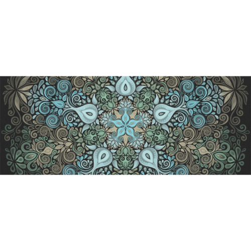 Baroque Garden Watercolor Turquoise Mandala Gift Wrapping Paper 58"x 23" (1 Roll)