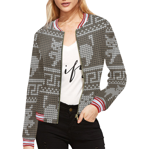 Christmas with Cats All Over Print Bomber Jacket for Women (Model H21)
