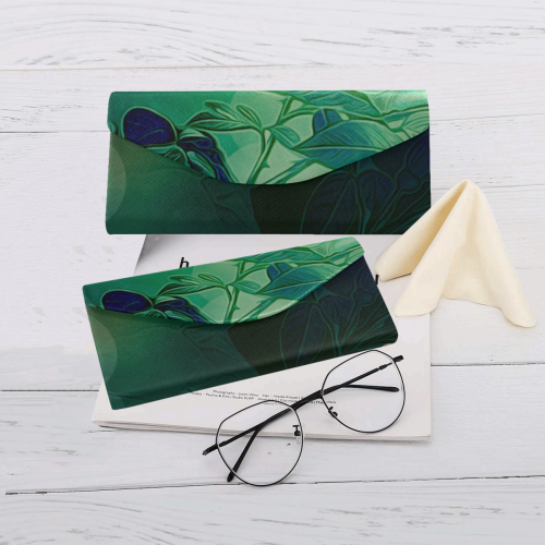 Green floral design Custom Foldable Glasses Case