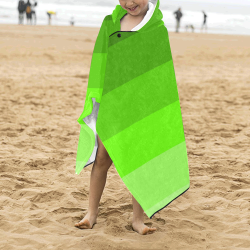 Green stripes Kids' Hooded Bath Towels