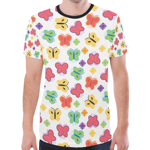 colorful butterfly New All Over Print T-shirt for Men/Large Size (Model T45)