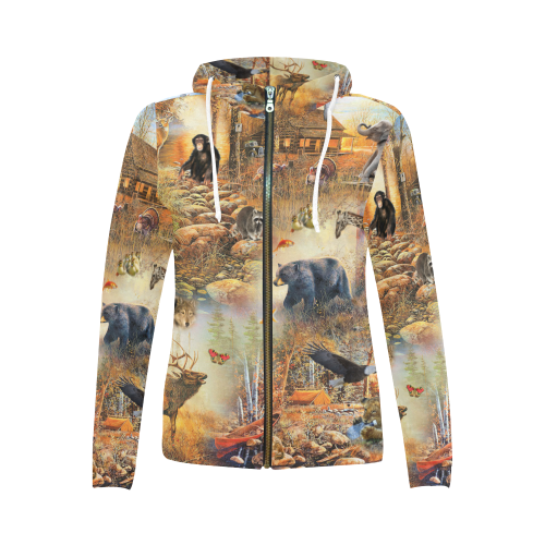 Wildlife by TheONE Savior @ IMpossABLE Endeavors All Over Print Full Zip Hoodie for Women (Model H14)
