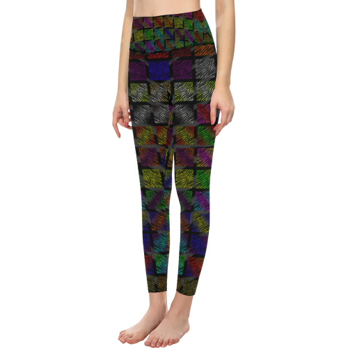 Ripped SpaceTime Stripes Collection Women's All Over Print High-Waisted Leggings (Model L36)