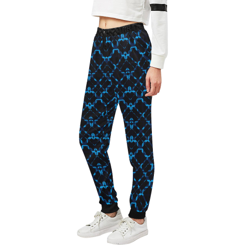 Diagonal Blue & Black Plaid  modern style Unisex All Over Print Sweatpants (Model L11)