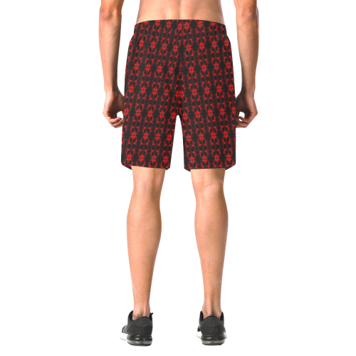 Abstract Flowing * Red on Black Men's All Over Print Elastic Beach Shorts (Model L20)