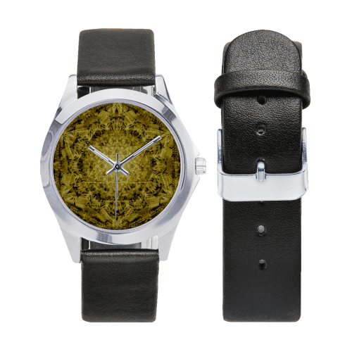 david star mandala 8 Unisex Silver-Tone Round Leather Watch (Model 216)