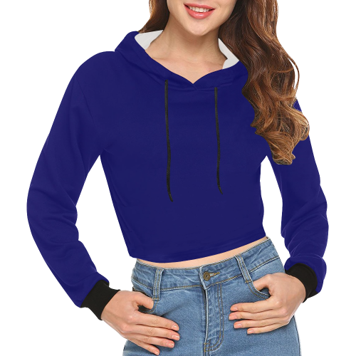 Royal Blue Regalness All Over Print Crop Hoodie for Women (Model H22)