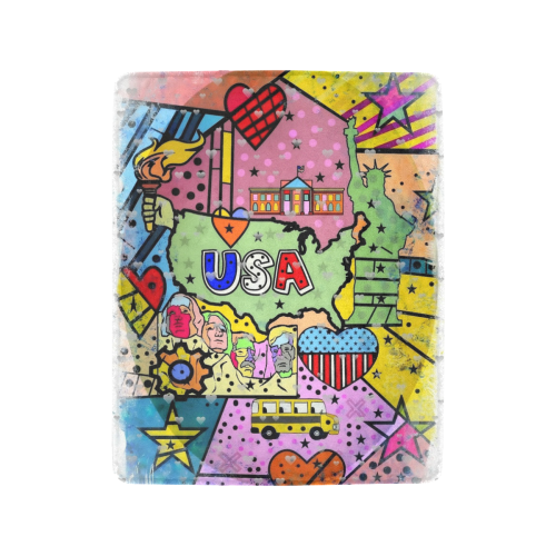 USA Popart by Nico Bielow Ultra-Soft Micro Fleece Blanket 40"x50"