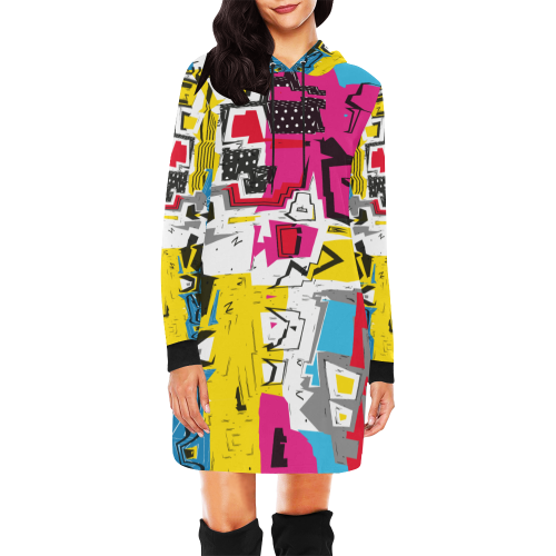 Distorted shapes All Over Print Hoodie Mini Dress (Model H27)