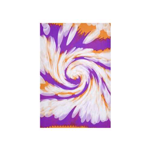 Purple Orange Tie Dye Swirl Abstract Cotton Linen Wall Tapestry 40"x 60"