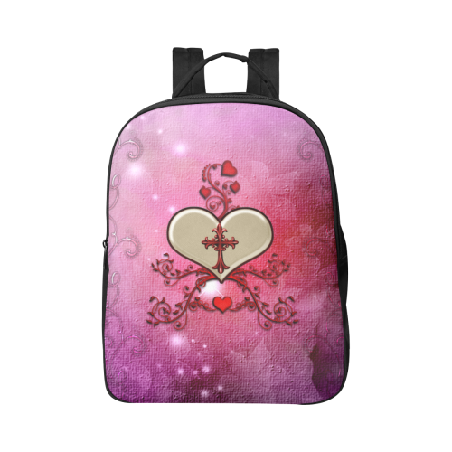 Wonderful heart with cross Popular Fabric Backpack (Model 1683)